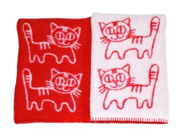 Дизайнерское шерстяное одеяло &quot;Красные коты&quot;