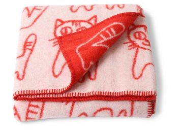 Дизайнерское шерстяное одеяло &quot;Коты в красном&quot;
