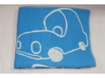 Дизайнерское шерстяное одеяло &quot;Машинки голубые&quot;