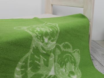 Дизайнерское шерстяное одеяло &quot;Зеленые тигрята&quot;