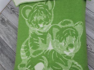Дизайнерское шерстяное одеяло &quot;Зеленые тигрята&quot;